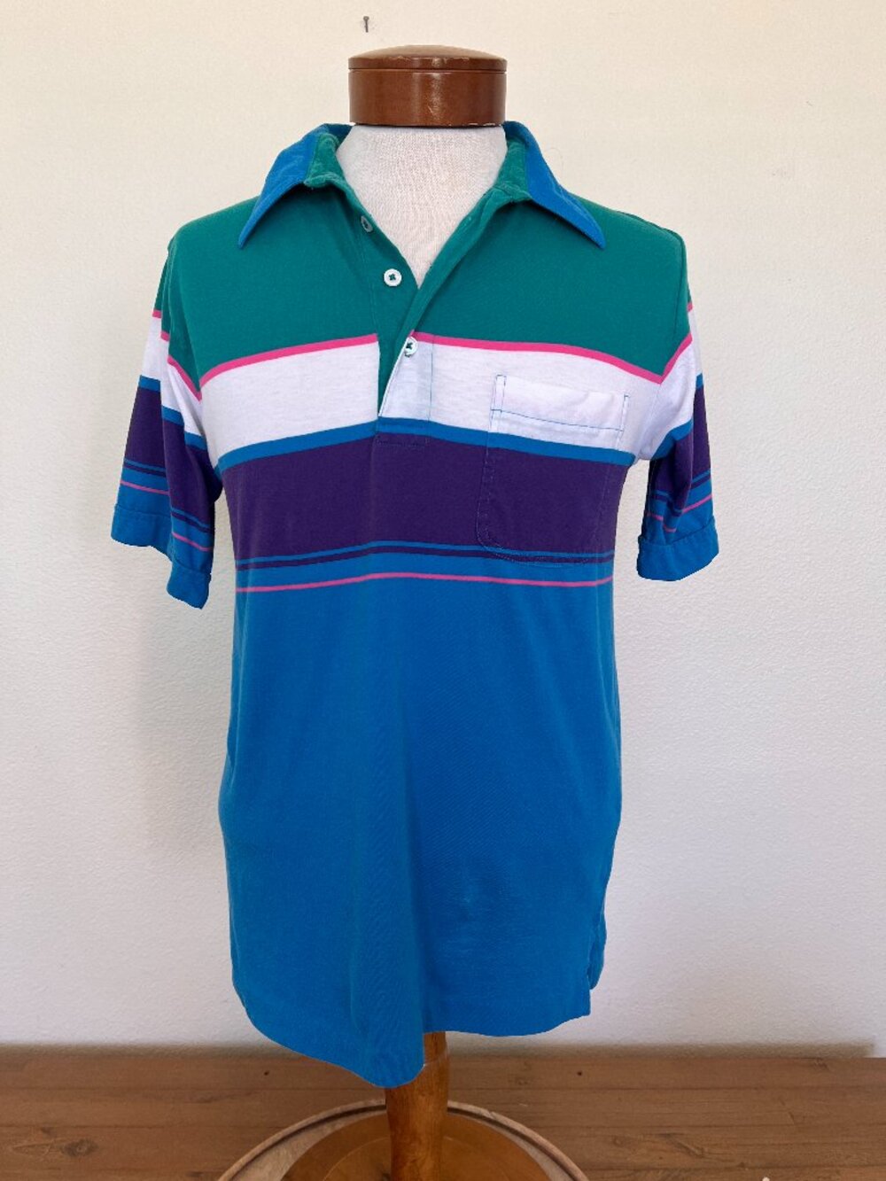 Vintage Windridge Polo - Striped - Size Medium